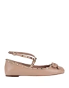 VALENTINO GARAVANI VALENTINO GARAVANI WOMAN BALLET FLATS ANTIQUE ROSE SIZE 5 LEATHER