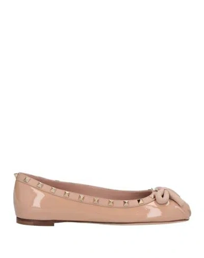 Valentino Garavani Woman Ballet Flats Antique Rose Size 8 Leather In Pink
