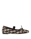 Valentino Garavani Woman Ballet Flats Beige Size 8 Leather, Textile Fibers