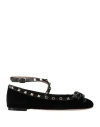 Valentino Rockstud Satin Ballet Flats In Black