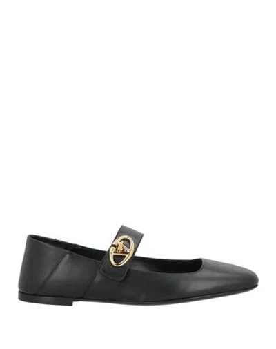 Valentino Garavani Woman Ballet Flats Black Size 6.5 Leather