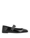 Valentino Garavani Vlogo Locker Mary-jane Ballerina In Eel With Flower Application Woman Black 37.5 In Black