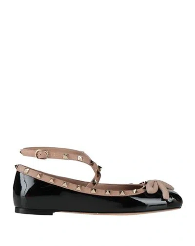 Valentino Garavani Woman Ballet Flats Black Size 7.5 Leather
