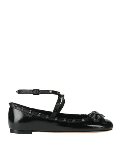 VALENTINO GARAVANI VALENTINO GARAVANI WOMAN BALLET FLATS BLACK SIZE 7 LEATHER