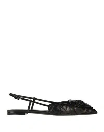 VALENTINO GARAVANI VALENTINO GARAVANI WOMAN BALLET FLATS BLACK SIZE 8 SOFT LEATHER