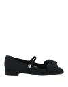 Valentino Satin Bow Mary Jane Ballerina Flats In Black