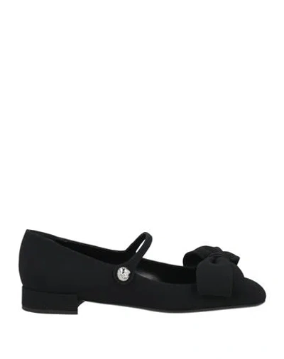 VALENTINO GARAVANI VALENTINO GARAVANI WOMAN BALLET FLATS BLACK SIZE 8 TEXTILE FIBERS