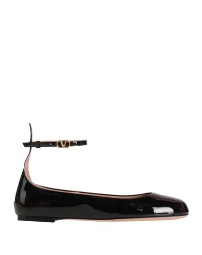 Valentino Garavani Woman Ballet Flats Black Size 8.5 Leather