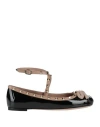 Valentino Rockstud Ballerina Patent-leather Pumps In Black