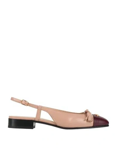 Valentino Garavani Woman Ballet Flats Blush Size 7 Leather In Brown