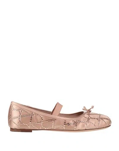 Valentino Garavani Woman Ballet Flats Blush Size 8 Textile Fibers In Pink