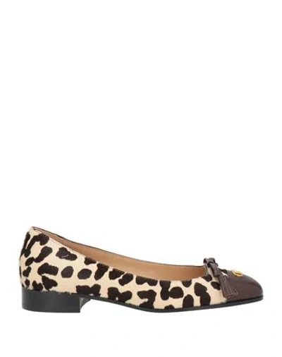 Valentino Garavani Woman Ballet Flats Chocolate Brown Size 7 Leather In Multi