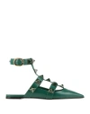 Valentino Garavani Woman Ballet Flats Emerald Green Size 8 Soft Leather In Green