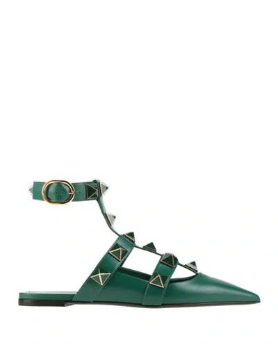 Valentino Garavani Woman Ballet Flats Emerald Green Size 8 Soft Leather