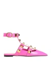 Valentino Garavani Woman Ballet Flats Fuchsia Size 8 Calfskin In Pink