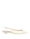 Valentino Garavani Woman Ballet Flats Ivory Size 8 Leather In White