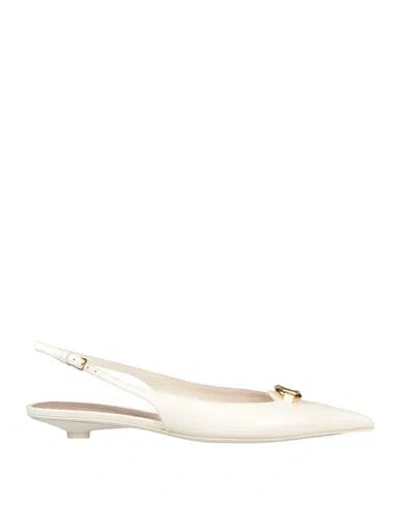 Valentino Garavani Woman Ballet Flats Ivory Size 8 Leather In White