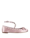 Valentino Garavani Woman Ballet Flats Pink Size 8 Textile Fibers, Leather In Pink