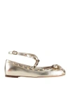 Valentino Rockstud Ballerinas In Laminated Nappa Leather In Grey