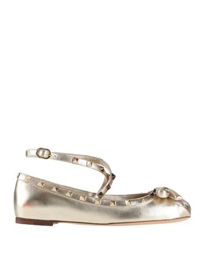 VALENTINO GARAVANI VALENTINO GARAVANI WOMAN BALLET FLATS PLATINUM SIZE 8 LEATHER