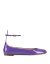 Valentino Garavani Woman Ballet Flats Purple Size 7 Leather In Blue