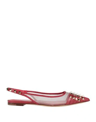Valentino Garavani Woman Ballet Flats Red Size 6 Leather