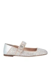 Valentino Garavani Woman Ballet Flats Silver Size 8 Leather In Silver