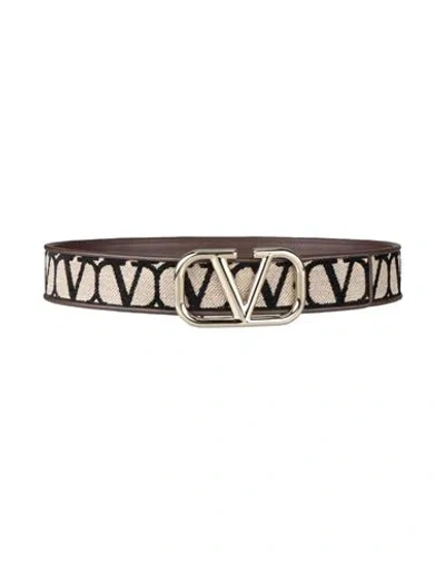 Valentino Garavani Woman Belt Beige Size 30 Textile Fibers, Leather