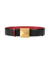 Valentino One Stud Reversible Belt In Shiny Calf Leather In Black