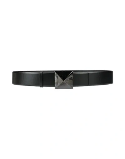Valentino Garavani Woman Belt Black Size 38 Leather In Gray
