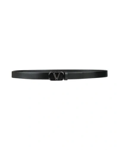 Valentino Garavani Woman Belt Black Size 38 Leather In Metallic