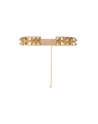 Valentino Garavani Woman Belt Blush Size L Soft Leather, Metal In Pink