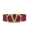 Valentino Garavani Woman Belt Burgundy Size 38 Leather In Red
