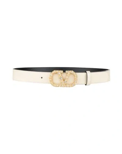 Valentino Garavani Woman Belt Cream Size 38 Leather In White