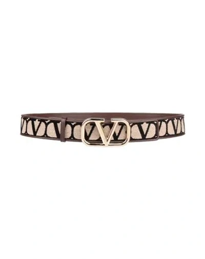 Valentino Garavani Woman Belt Dark Brown Size 34 Soft Leather, Textile Fibers In Brown