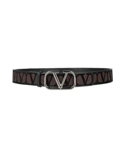 Valentino Garavani Woman Belt Dark Brown Size 38 Textile Fibers, Leather In Black