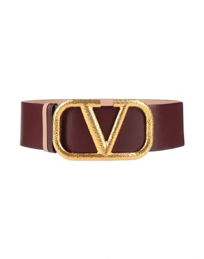 Valentino Garavani Woman Belt Deep Purple Size 34 Leather In Burgundy