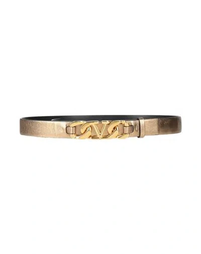 Valentino Garavani Woman Belt Gold Size 30 Leather