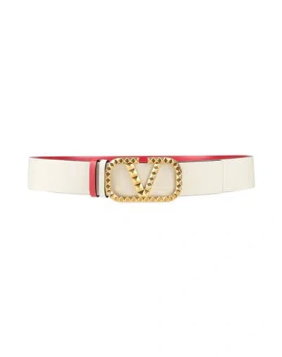 Valentino Garavani Woman Belt Ivory Size 38 Leather In White