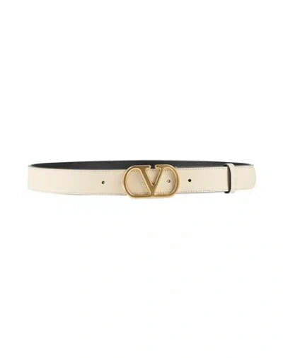 Valentino Garavani Woman Belt Ivory Size 39.5 Leather In White