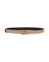 Valentino Garavani Reversible Vlogo Signature Belt In Glossy Calfskin 20 Mm Woman Brown 065 In Beige