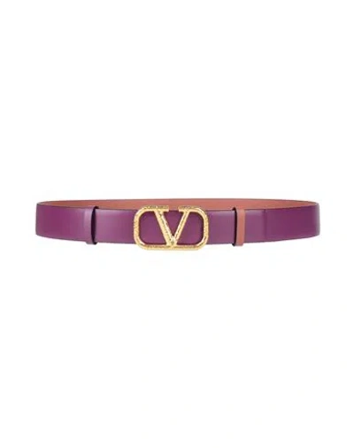 Valentino Garavani Woman Belt Mauve Size 36 Leather In Purple