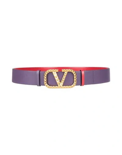 Valentino Garavani Woman Belt Purple Size 38 Leather