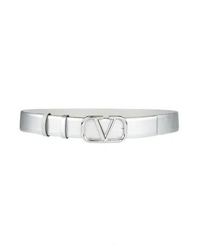 Valentino Garavani Woman Belt Silver Size 34 Leather