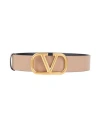 Valentino Garavani Woman Belt Taupe Size 39.5 Soft Leather In Grey