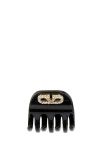 Valentino Vlogo Signature Hair Clip In Black