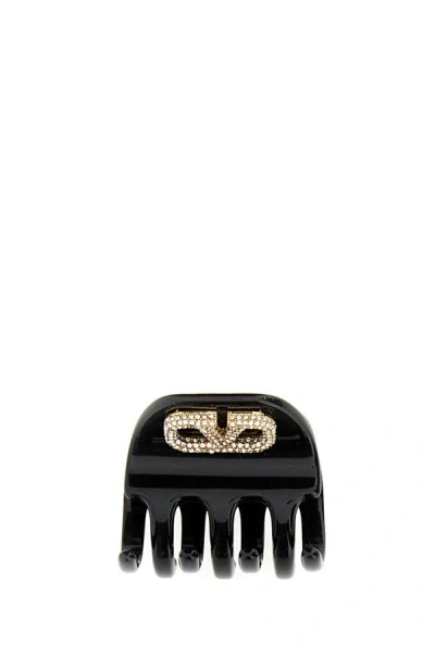 Valentino Garavani Vlogo Signature Hair Clip In Black