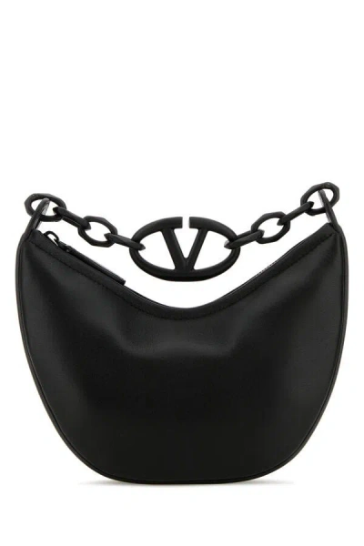 Valentino Garavani Woman Black Leather Hobo Vlogo Moon Handbag