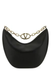 Valentino Black Leather Medium Hobo Vlogo Moon Shoulder Bag In Black