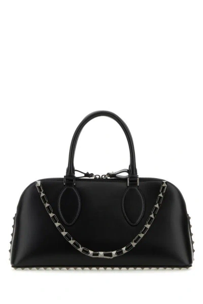 Valentino Garavani Woman Black Leather Rockstud Handbag